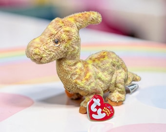 Vintage 2002 Tooter the Dinosaur, TY beanie baby with original tag