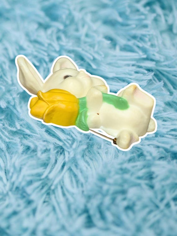 1970s Hallmark Easter springtime white rabbit wit… - image 3