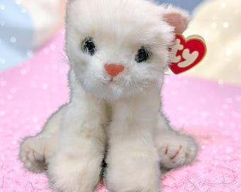 Vintage 1996 Crystal the white cat, TY beanie classic with original tag