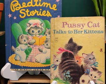 Vintage Rand McNally Junior elf books ,bedtime stories, and pussycat and her kittens