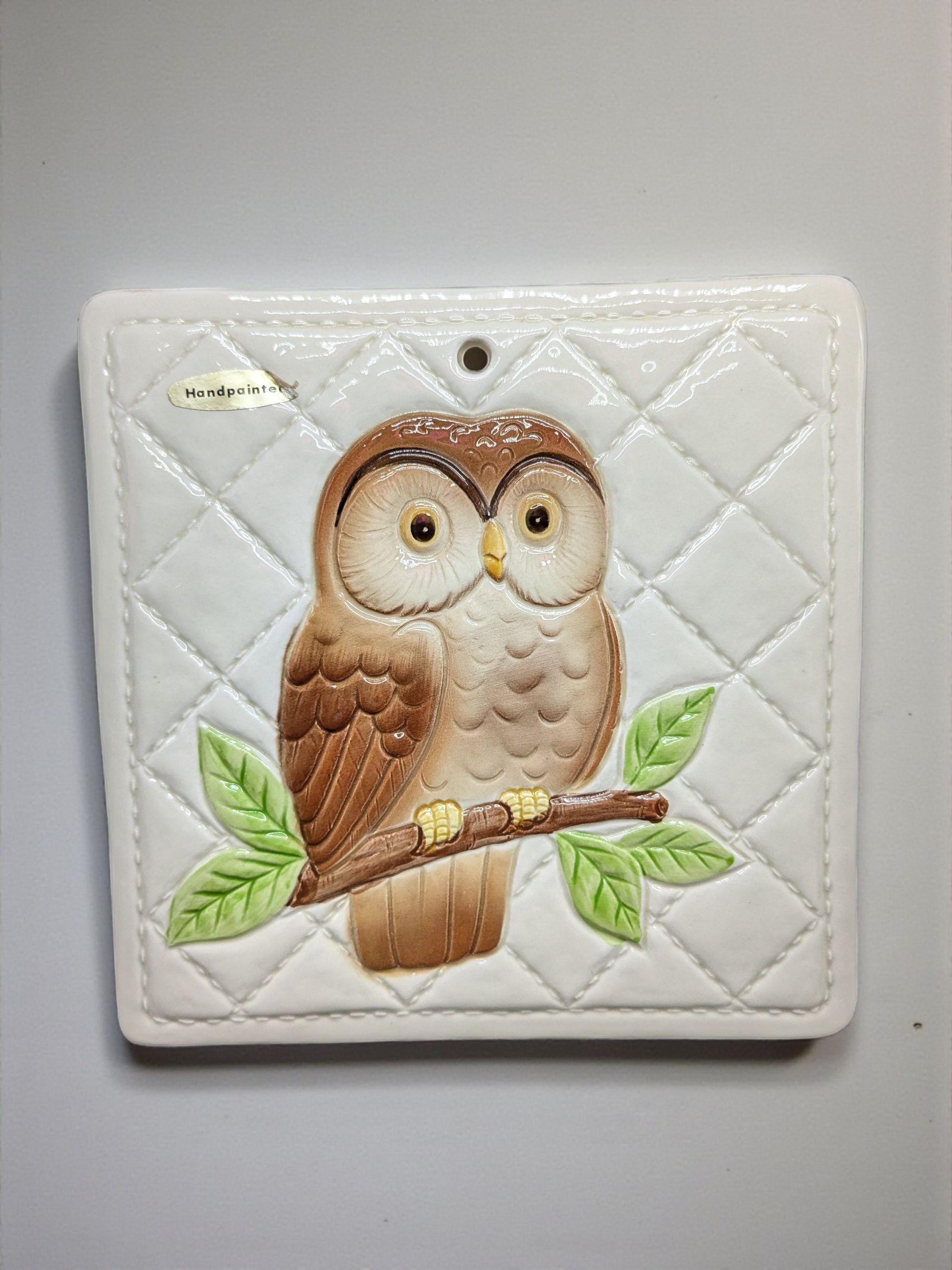 Vintage 1982 Otagiri Ceramic Perched Owl wall decor