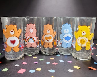 Vintage 1983 Care Bear glass drink cups from Pizza Hut