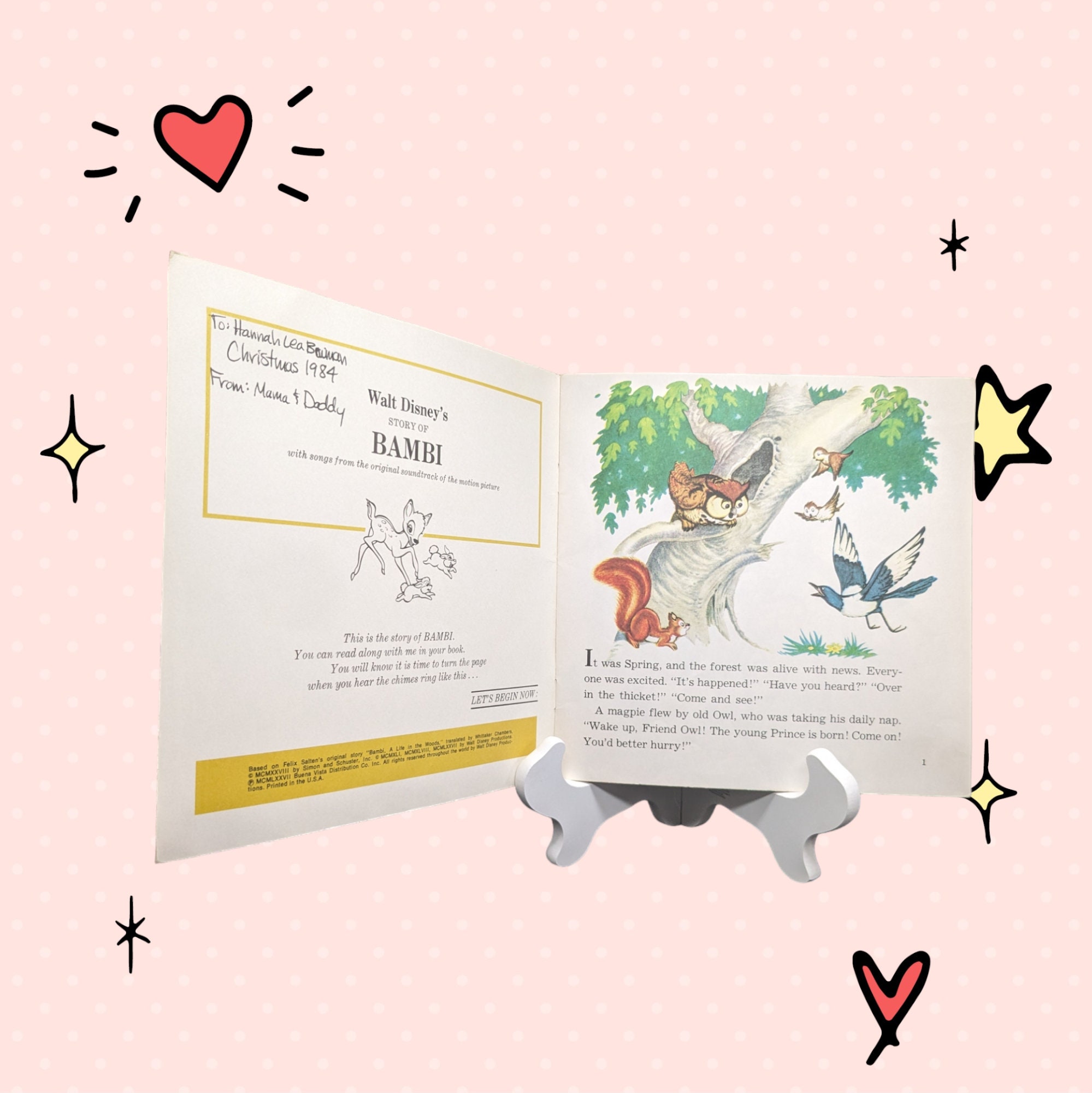 Walt Disney Read Along Book and Record Story of Bambi - Etsy
