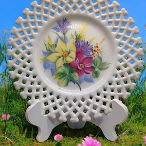 Vintage lefton China lattice work hand painted decorative plate