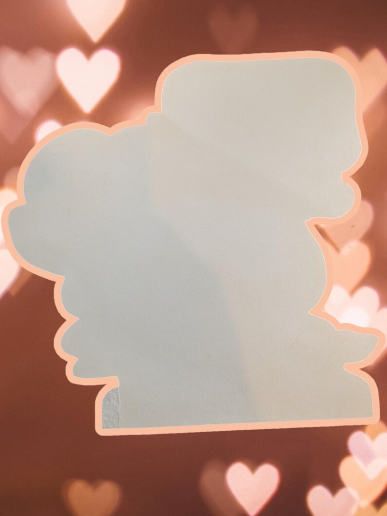 May include: A light blue sticker with a whimsical design featuring a cloud with a heart shape and a star. The sticker is outlined in a peach color.