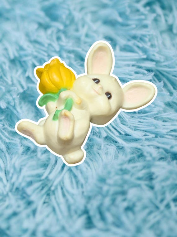 1970s Hallmark Easter springtime white rabbit wit… - image 2