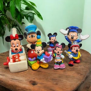 vintage Mickey and Minnie plastic figurines