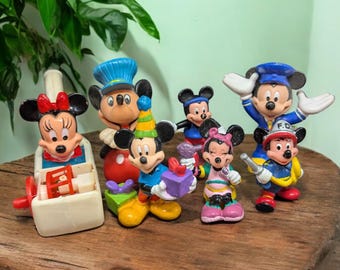 vintage Mickey and Minnie plastic figurines