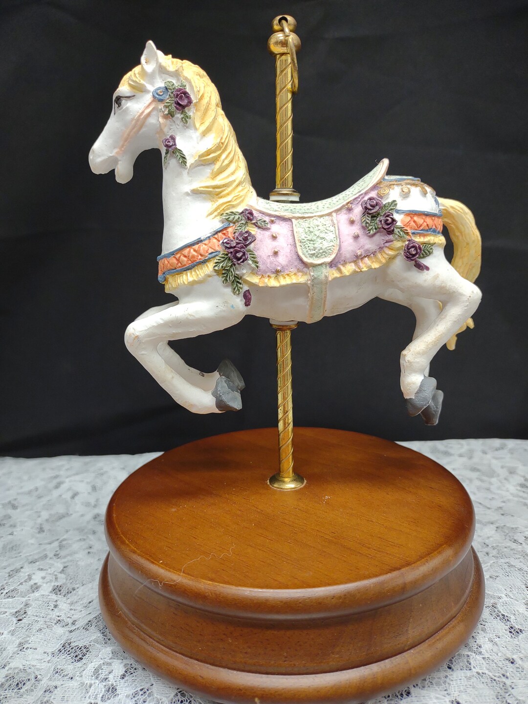 Vintage Resin Carousel Horse Music Box Plays Carousel Waltz Etsy