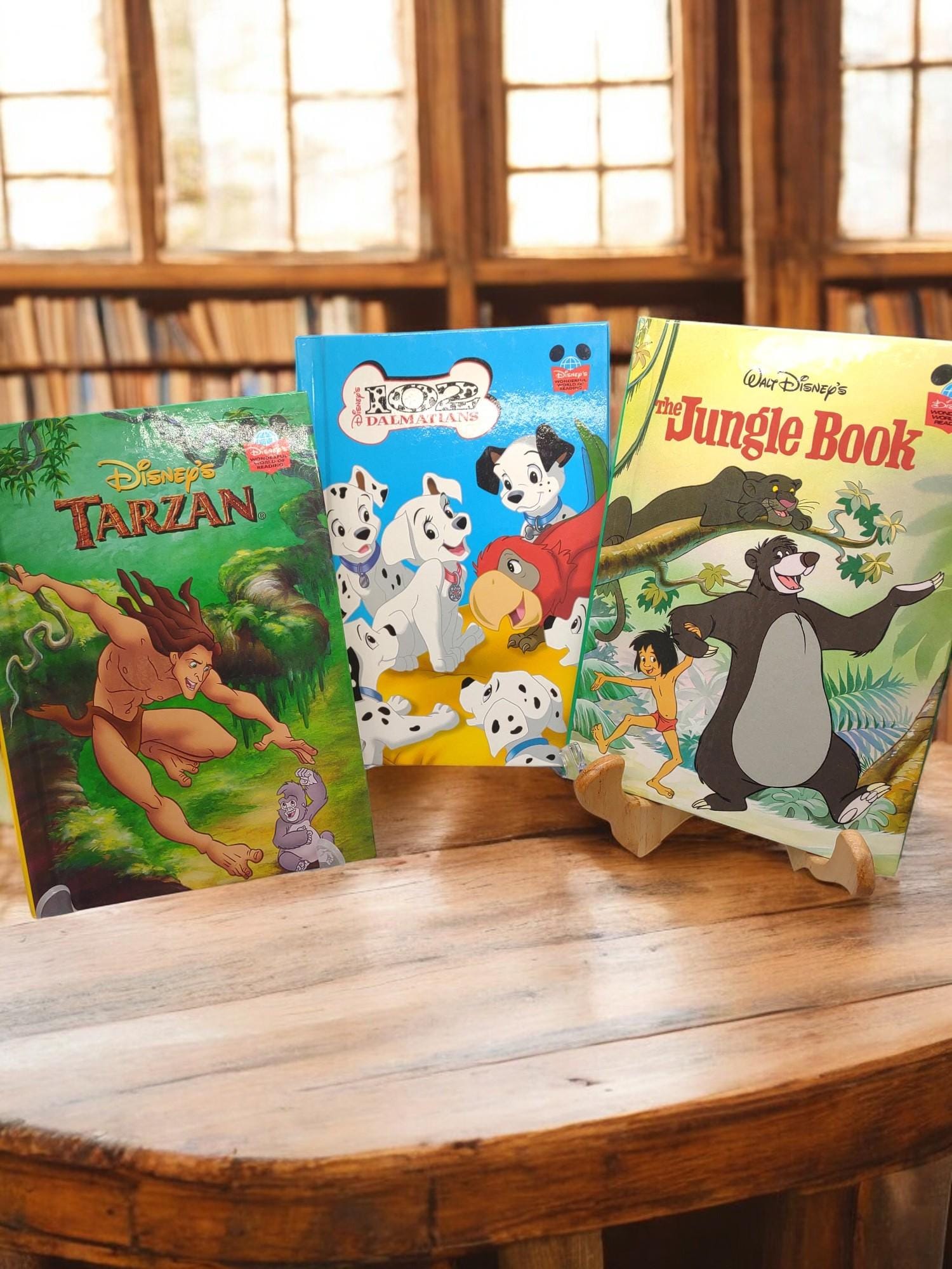 SET OF 3 Vintage Disney Hardcover Book Bundle: Jungle Book, Tarzan