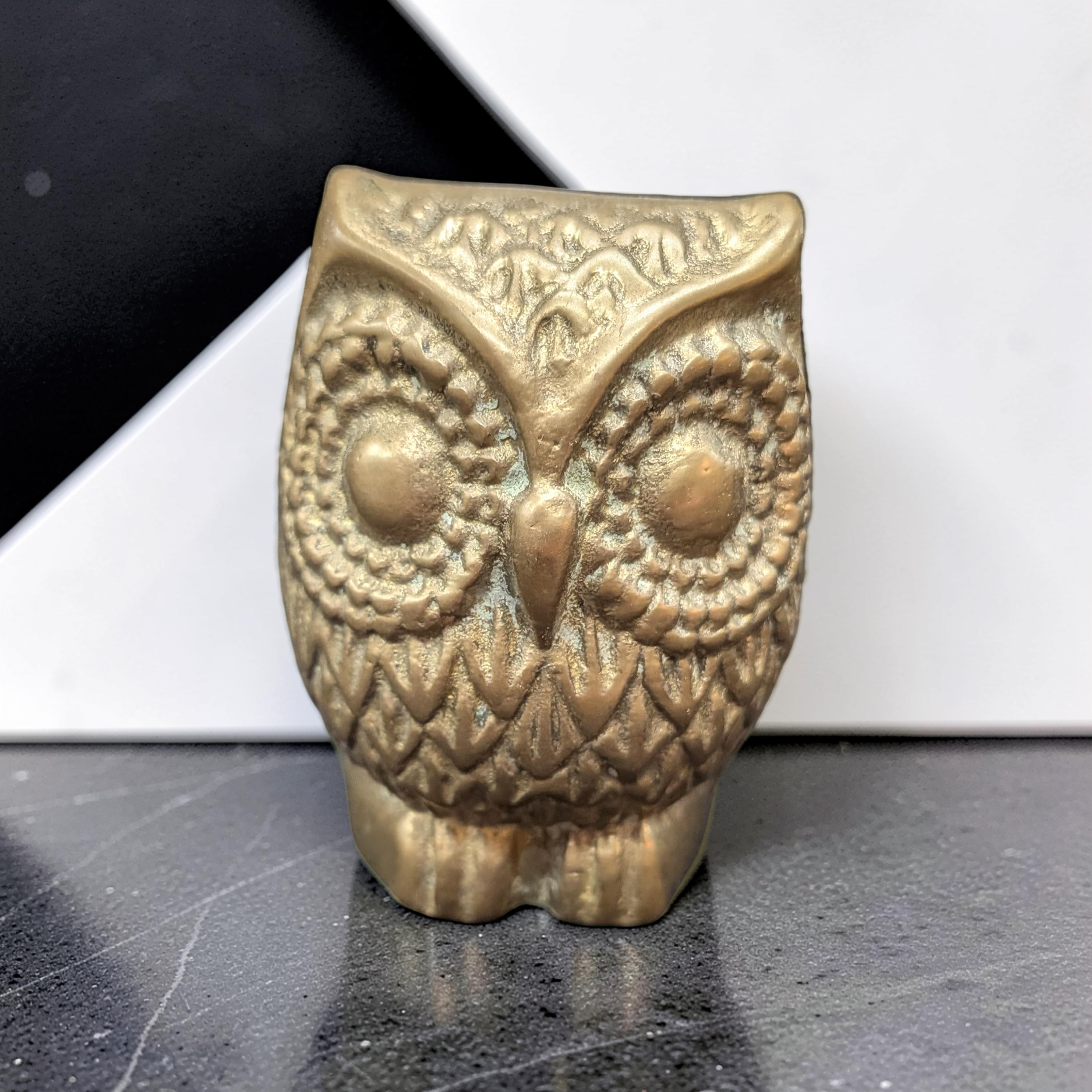 Vintage brass owl figurine 2.5 inch tall