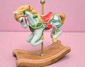 Vintage 1996 Porcelain small Carousel rocking Horse
