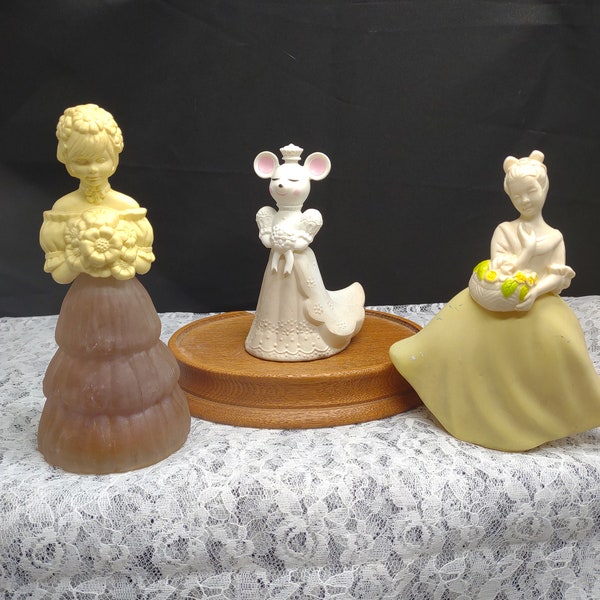 Vintage Avon perfume bottles Girl with Flowers, Church Mouse Bride, and Garden Girl