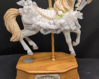 Vintage Bianca Westland feather and lace carousel horse