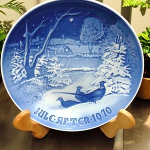 1970 pheasants in the snow at Christmas B&G Copenhagen porcelain plate