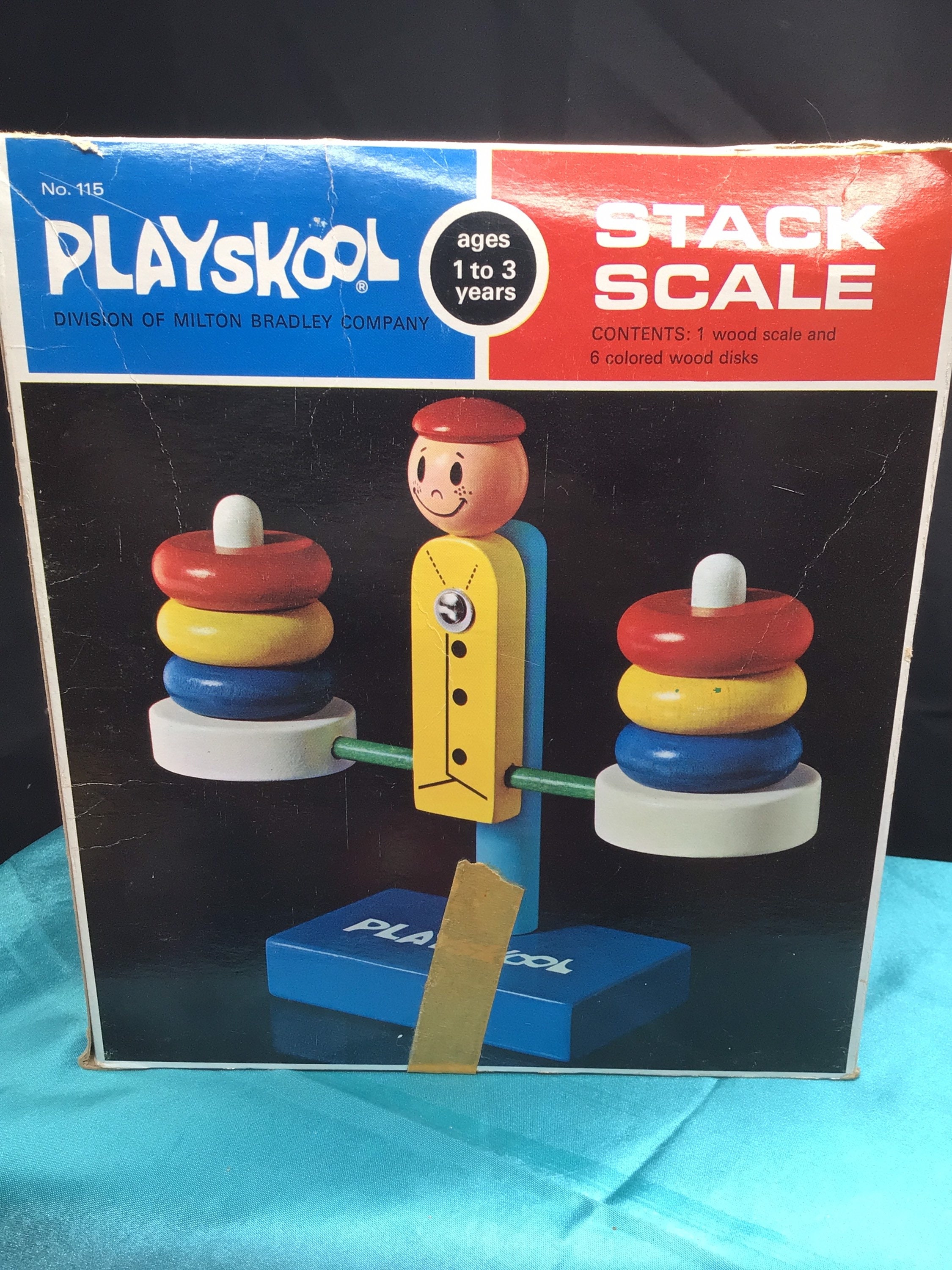 Vintage Playskool Stack Scale Wooden Toy With Original Box Etsy