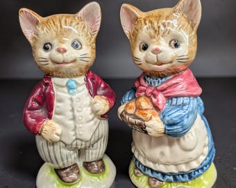 Vintage Mr. And Mrs. Whiskers anthropomorphic cat salt and pepper shakers from Otagiri