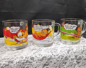 1970s McDonald's Garfield characters, glass mugs