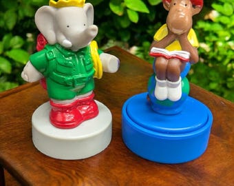 Vintage Arby's 1991 Babar and Zephir Stamper by L.de Brunhoff
