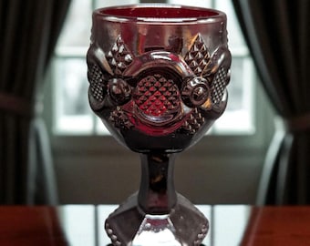 Avon Ruby Red Cape Cod Collection Glass goblet - 4.5"