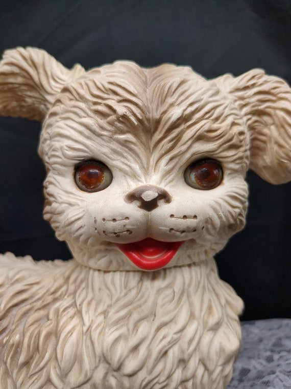 * vintage dog ornament ❀  blue eye ワンちゃん Vintage Small Dog Figurine, Big Blue Eyes, Kitsch and Cute