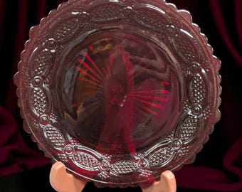 Avon Ruby Red Cape Cod Collection Glass salad plate. 7inch