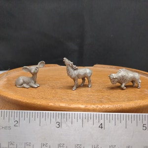 Small deer, bison, caribou pewter figurines
