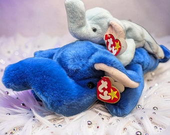 Vintage 1995 peanut the elephant TY beanie baby and beanie buddy with original tag