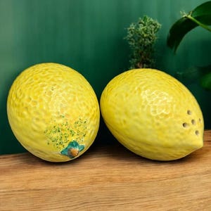 vintage 1950s porcelain lemon salt and pepper shakers