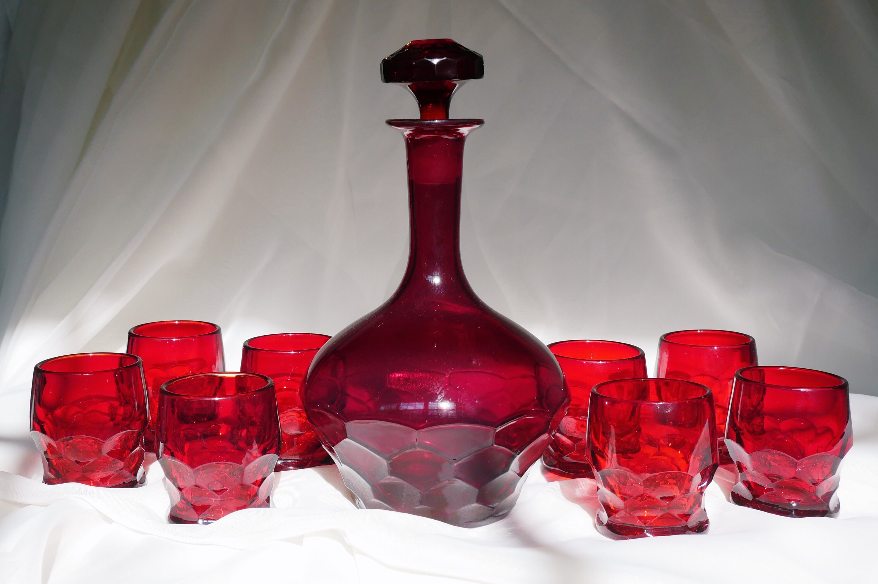 Vintage Ruby Red Fenton Glass Pattern 611 Decanter Etsy