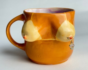 Handmade ceramic bikini free mug with piercing