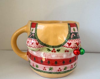 Handmade ceramic jingle bells christmas mug