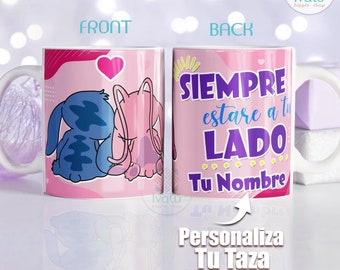 Ivalú | Taza Stitch con Nombre Personalizado | Taza angela y stitch | Regalo Personalizado | taza Lilo & Stitch | Regalo Cumpleaños | España