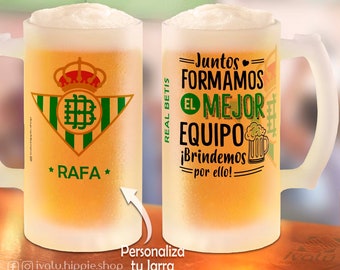 Ivalú | Jarra personalizada con Nombre | Jarra Real Betis | Jarra Vidrio Esmerilado | Regalo fans del futbol | Eres la caña