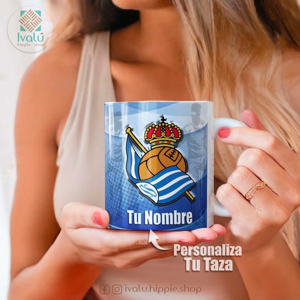 Taza Personalizada Real Sociedad / Taza con nombre / Liga Española / Taza de café / Regalo Aficionados Txuriurdines / Ivalú