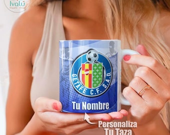 Taza Personalizada Getafe CF / Taza con nombre / Liga Española / Taza de café / Regalo Aficionados Azulones / Ivalú