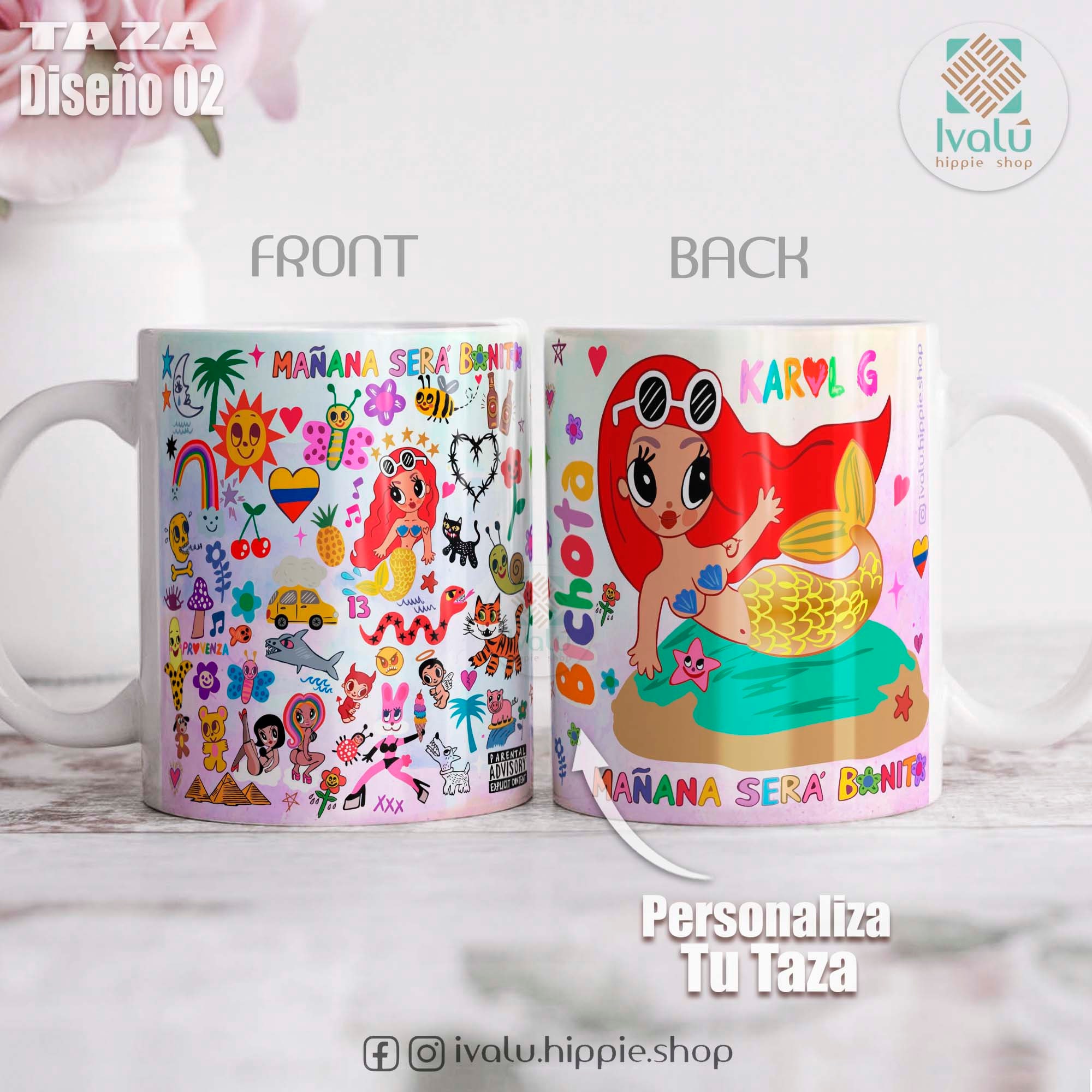 Personalized mug of Karol G with her album Tomorrow will be beautiful / The most bichota Colombian