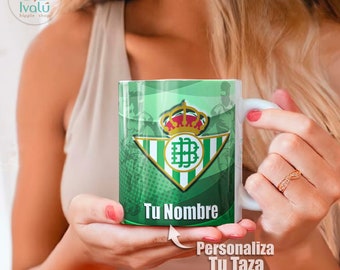 Taza Personalizada Real Betis / Taza con nombre / Liga Española / Taza de café / Regalo Aficionados Heliopolitanos / Verderones / Ivalú