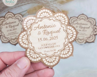 Invitación de boda en madera natural / Tarjeta Invitación Mándala / Invitaciones personalizadas y originales