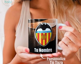 Taza Personalizada Valencia CF / Taza con nombre / Liga Española / Taza de café / Regalo Aficionados Ches / Ivalú