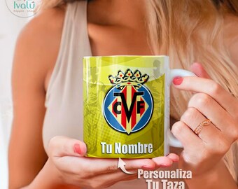 Taza Personalizada Villarreal CF / Taza con nombre / Liga Española / Taza de café / Regalo Aficionados Submarino amarillo / Ivalú