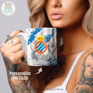 Taza Personalizada RCD Espanyol / Taza con nombre / Liga Española / Taza de café / Regalo Aficionados Espanyol / Periquitos / Ivalú imagen 1