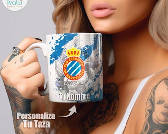 Taza Personalizada RCD Espanyol  / Taza con nombre / Liga Española / Taza de café / Regalo Aficionados Espanyol / Periquitos / Ivalú