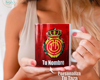 Taza Personalizada RCD Mallorca / Taza con nombre / Liga Española / Taza de café / Regalo Aficionados Bermellones / Ivalú