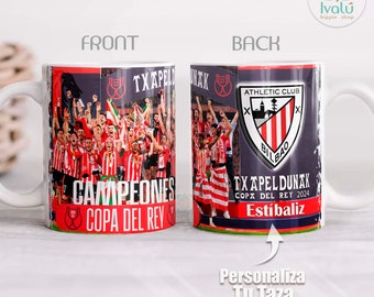 Athletic Club Txapeldunak / Taza Personalizada con nombre / Liga de Futbol / Fans Athletic Bilbao / Regalo / Aupa Athletic / Ivalú