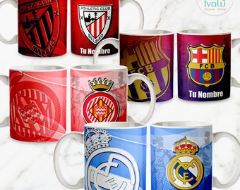 Taza Personalizada con Nombre / Regalo Futbol Liga Española / Real Madrid / Taza de café / Regalo para papá / Aficionados Futbol LL / Ivalú