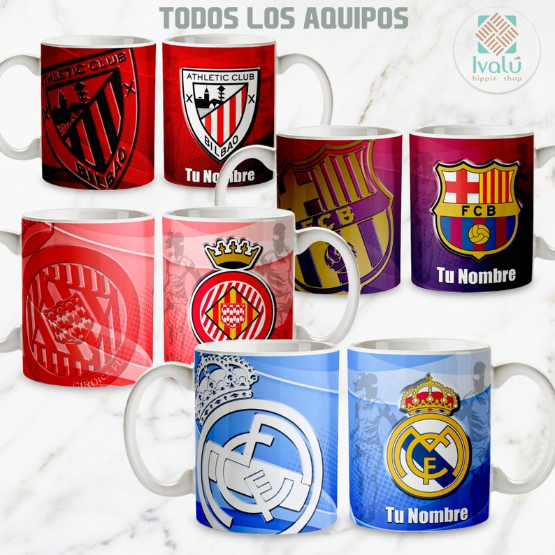 Taza Personalizada con Nombre / Regalo Futbol Liga Española / Real Madrid / Taza de café / Regalo para papá / Aficionados Futbol LL / Ivalú imagen 1