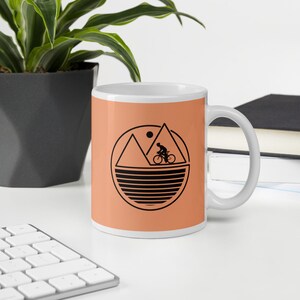 Cyclist on Sunset Mountain Ride, Cycling and Coffee Mug, TDF France Cycling Fans and Bicycle Lovers