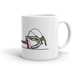 Red Vintage Bicycle Top Section Mug, Retro Bicycle Art Coffee Mug, Vintage Style Bike Design  Mug