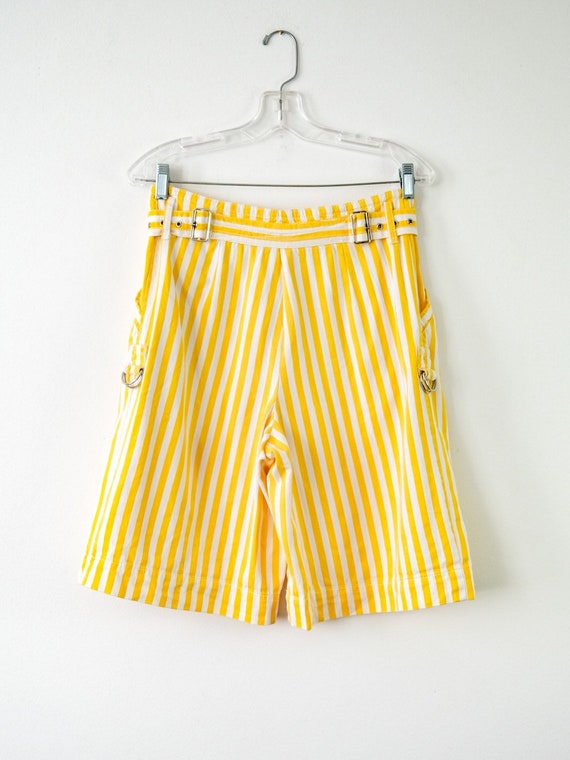 Vintage 1980s Betty Barclay Yellow Striped Shorts - image 3